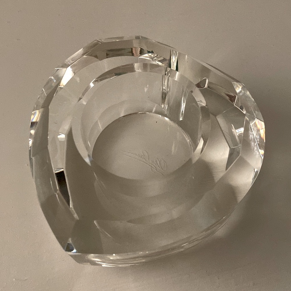 Oleg Cassini Signed Cut Crystal Candle Holder